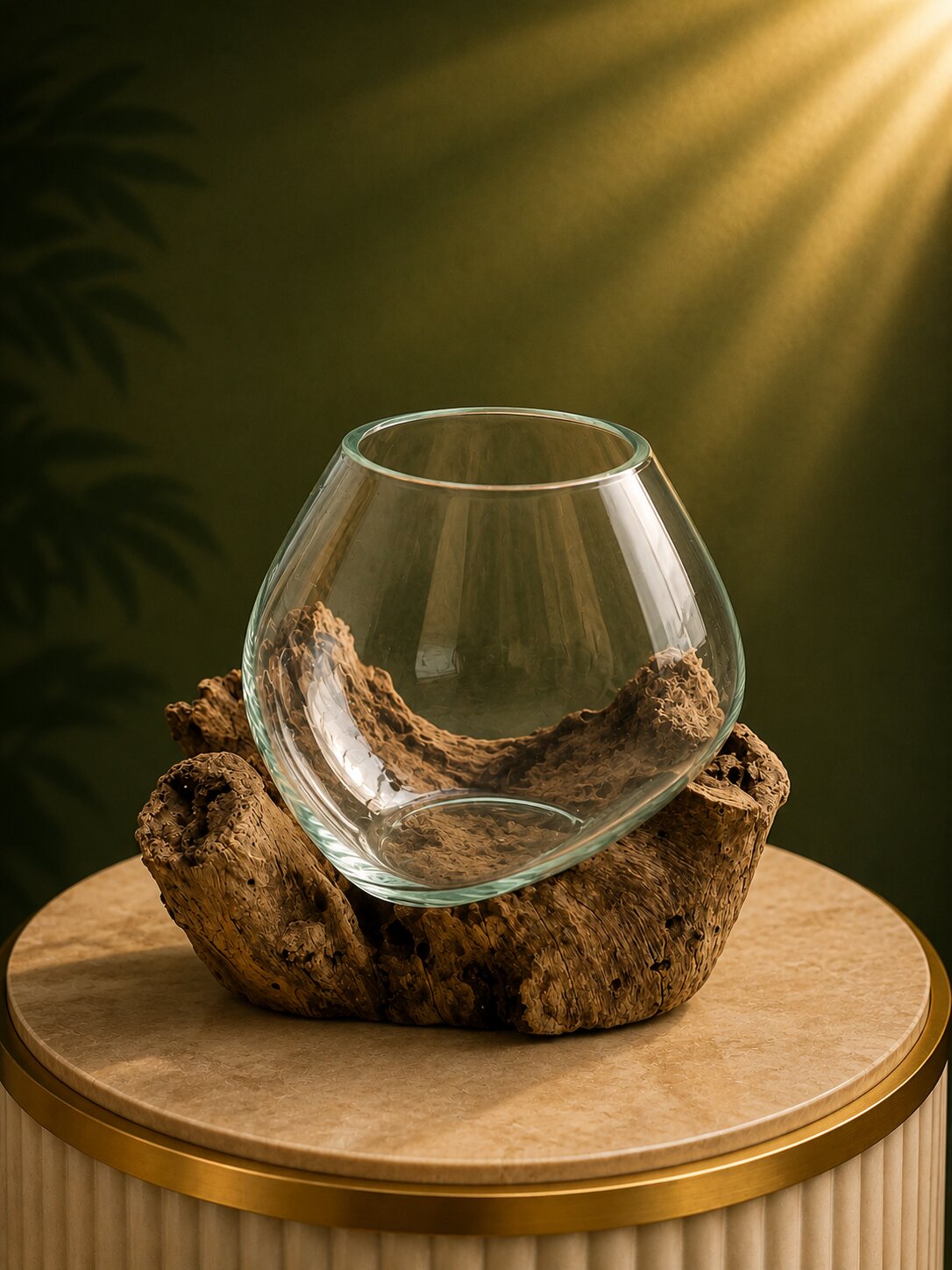Althéa — Molten Glass on Teak Driftwood Terrarium