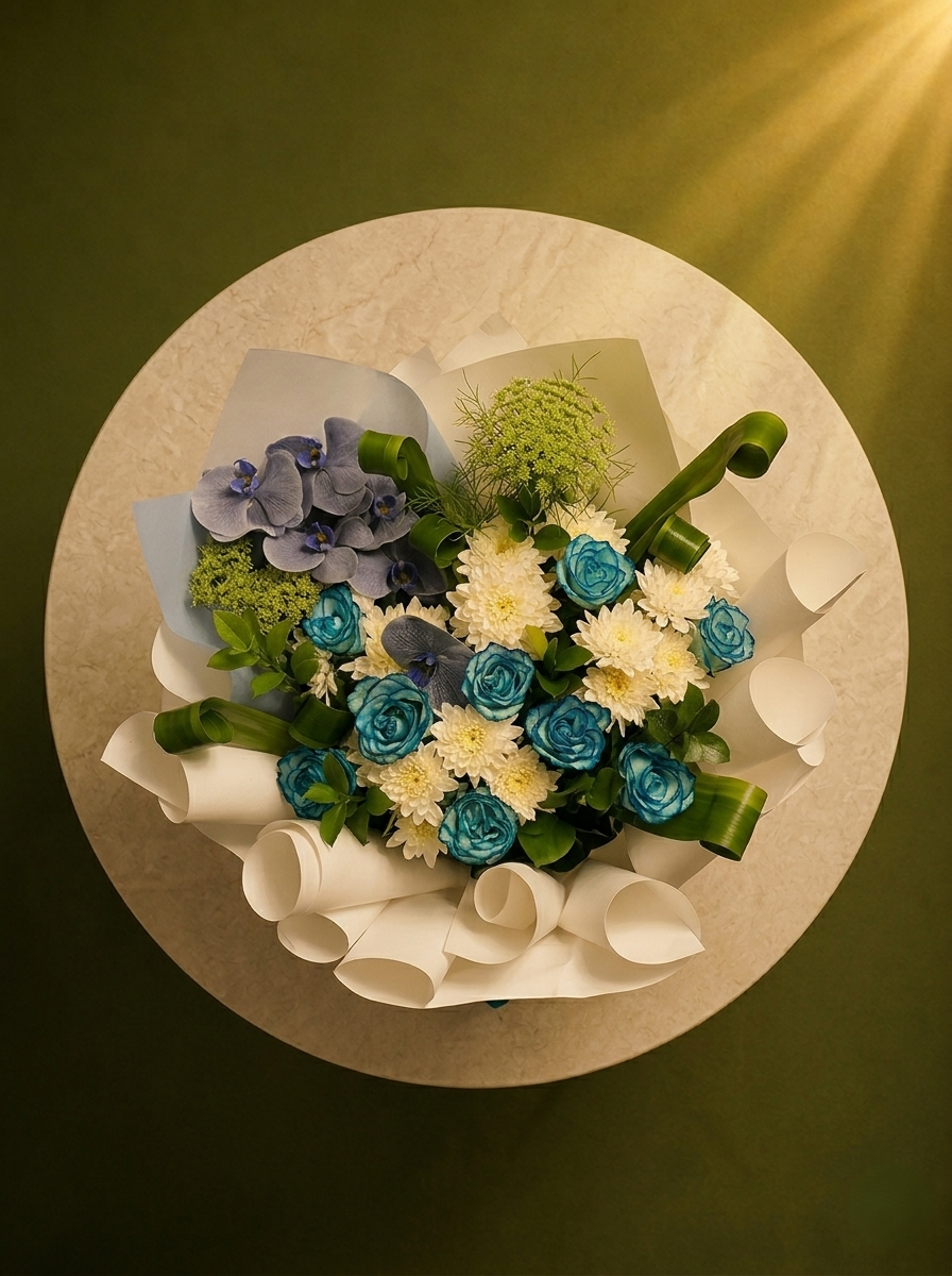 Oceanic Elegance - Artistic Orchid & Rose Fusion