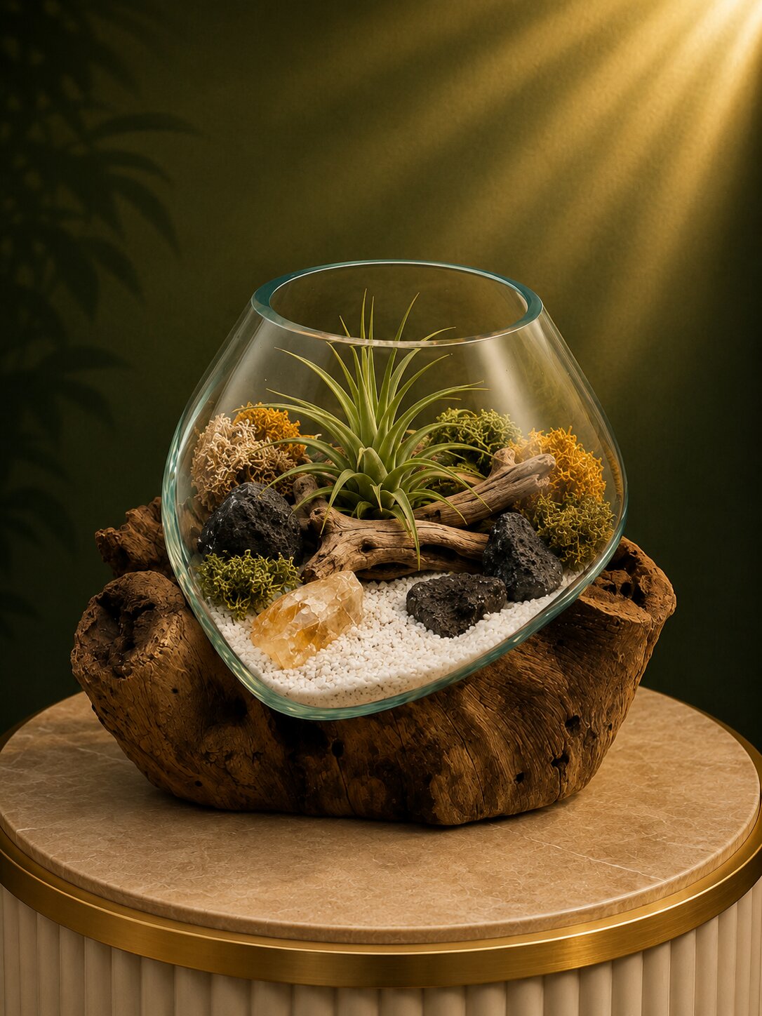 Althéa — Molten Glass on Teak Driftwood Terrarium