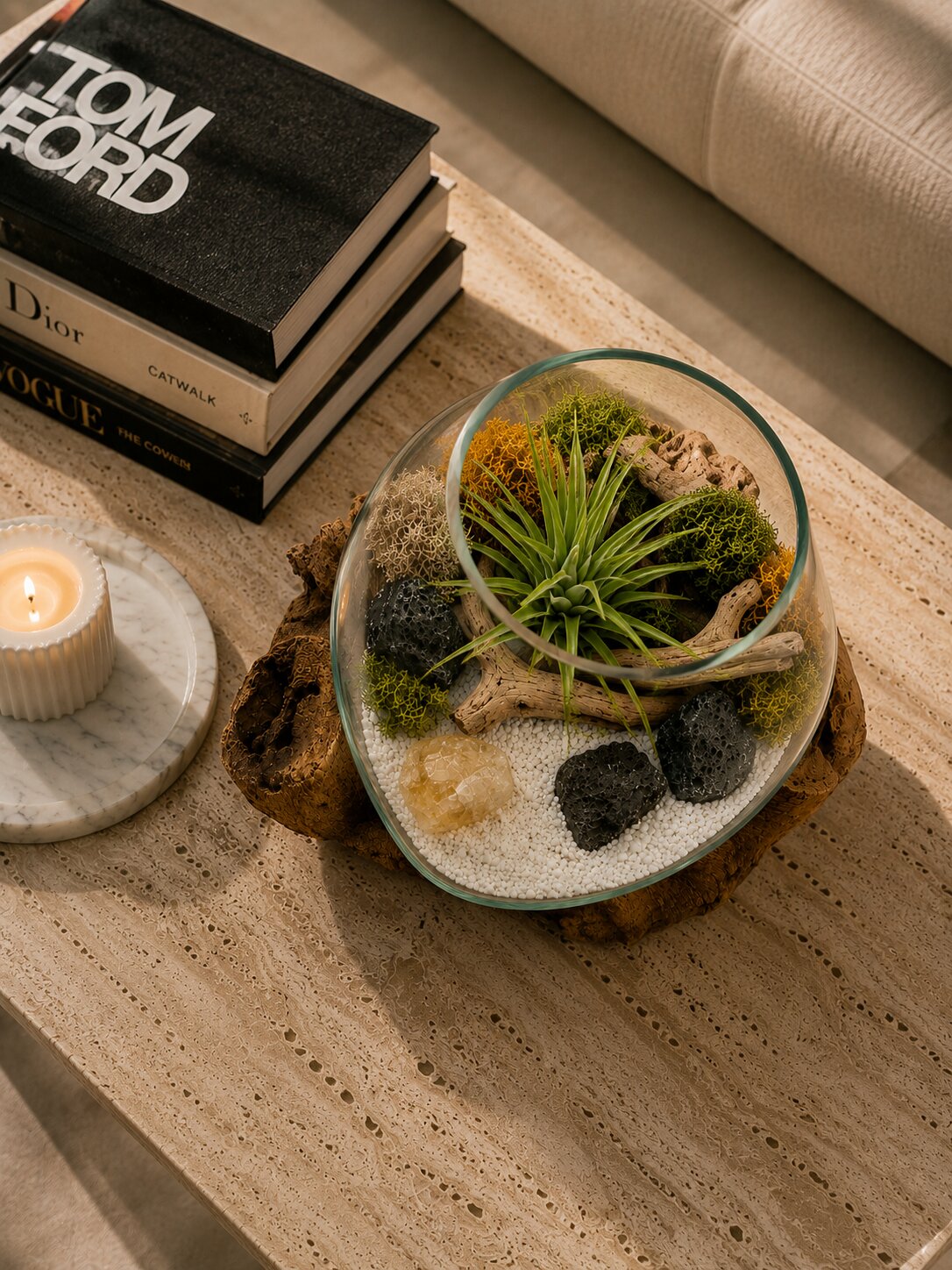 Althéa — Molten Glass on Teak Driftwood Terrarium