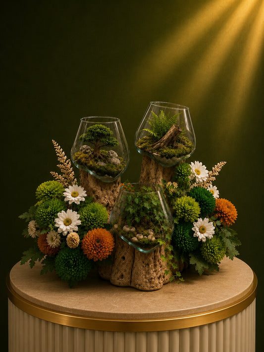 Elyra — Double Molten Glass on Teak Driftwood Terrarium