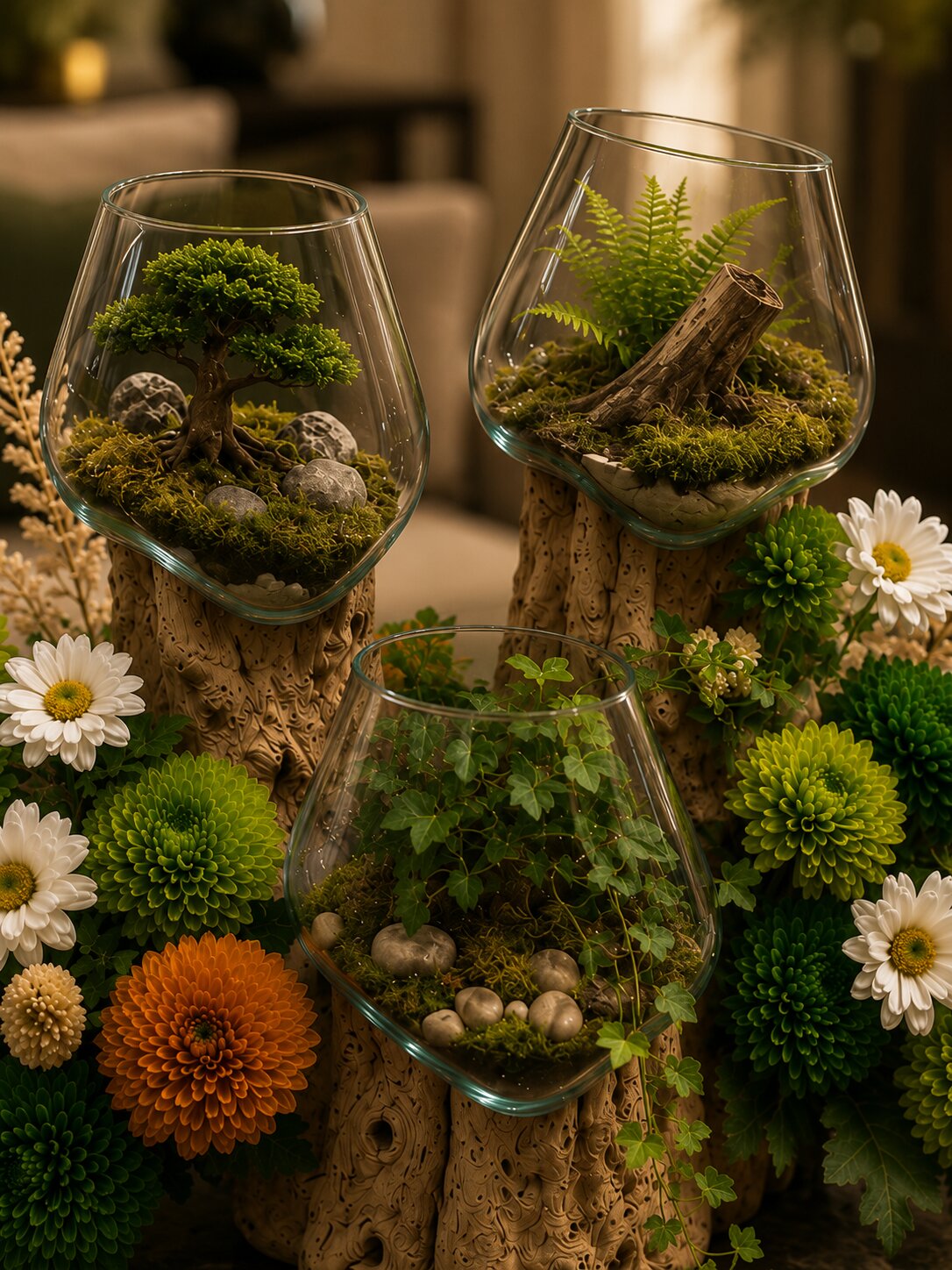 Elyra — Double Molten Glass on Teak Driftwood Terrarium