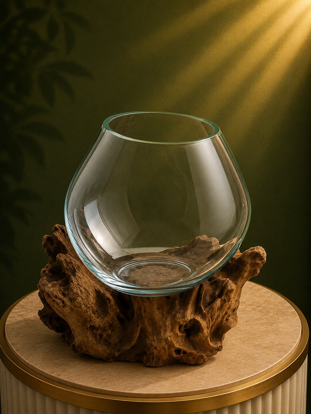 Evoria — Single Molten Glass on Teak Driftwood Terrarium