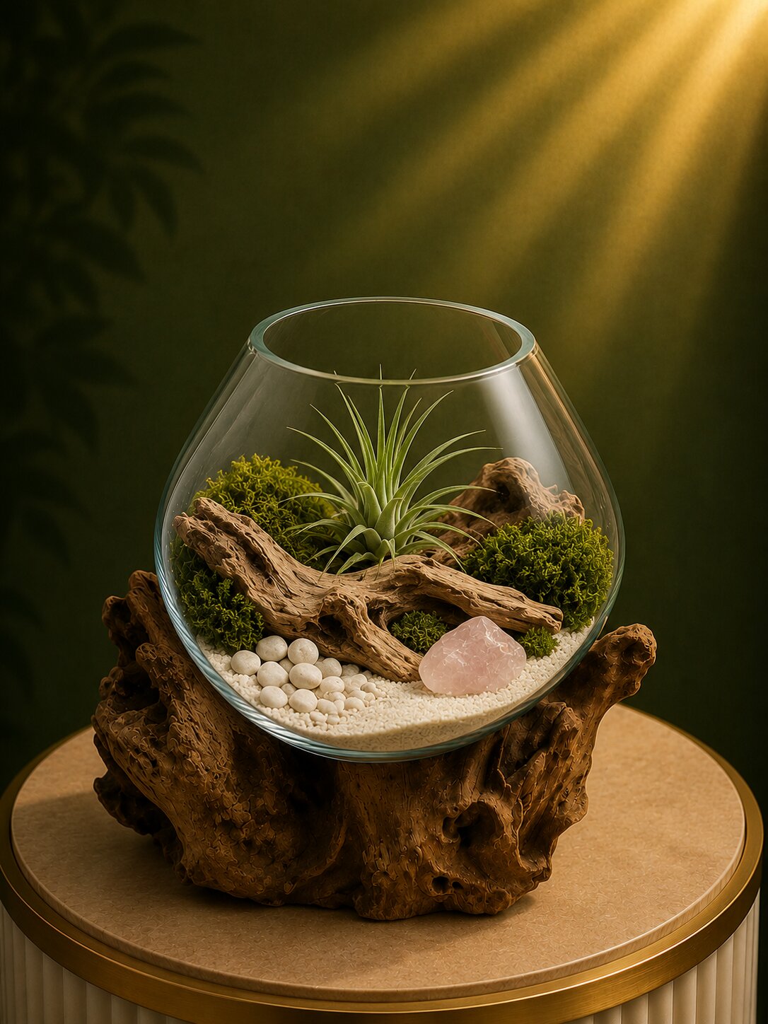 Evoria — Single Molten Glass on Teak Driftwood Terrarium