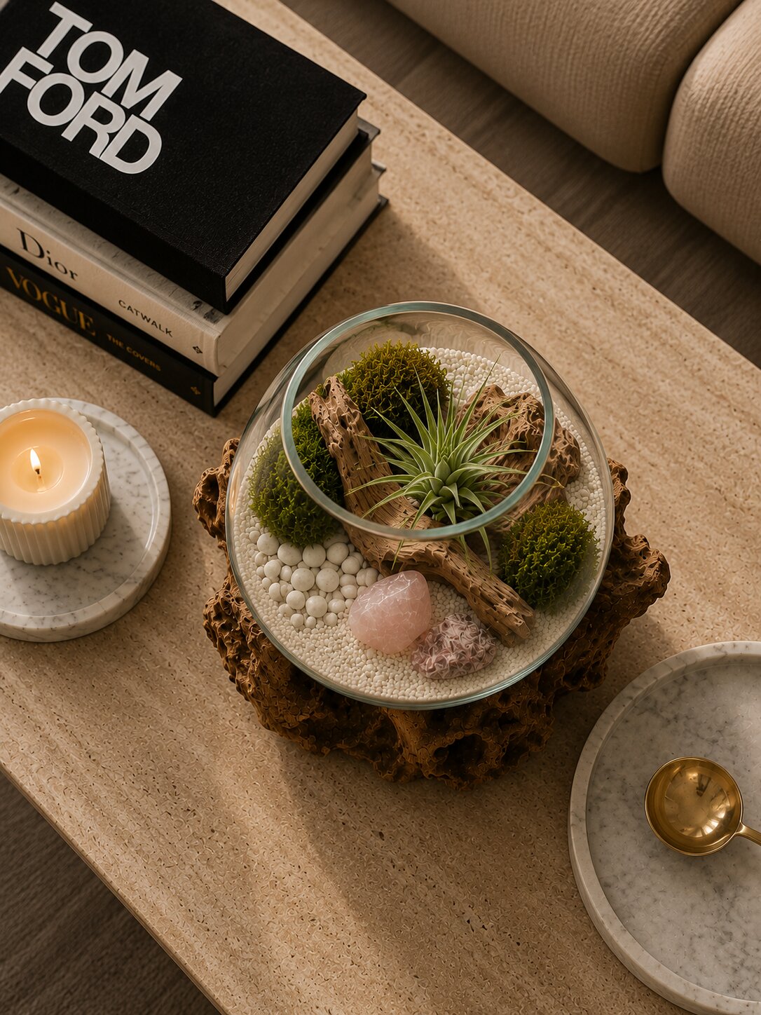 Evoria — Single Molten Glass on Teak Driftwood Terrarium