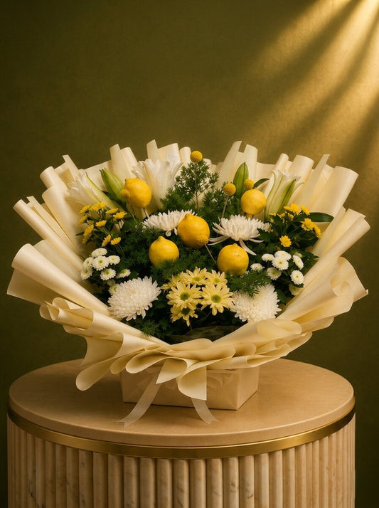 Lemon & White Bloom Fresh Bouquet