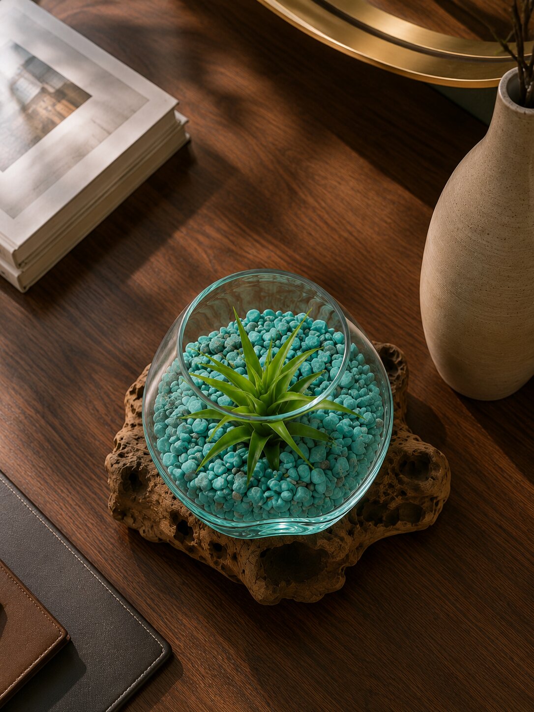 Nyrelle — Single Molten Glass on Teak Driftwood Terrarium