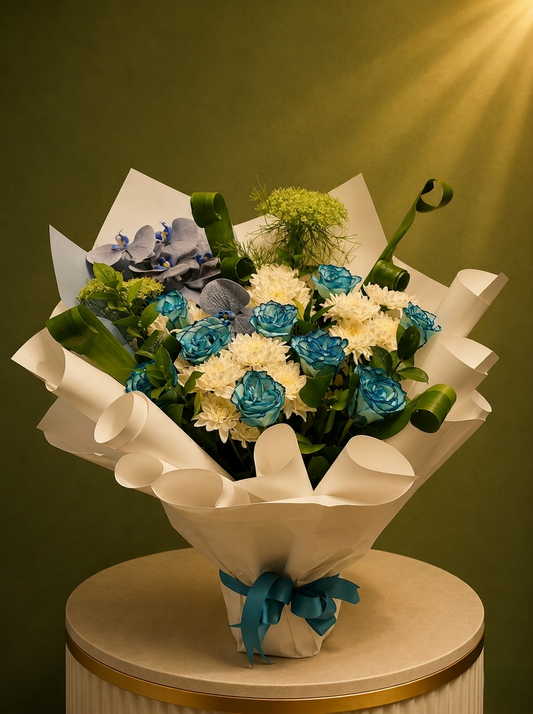 Oceanic Elegance - Artistic Orchid & Rose Fusion